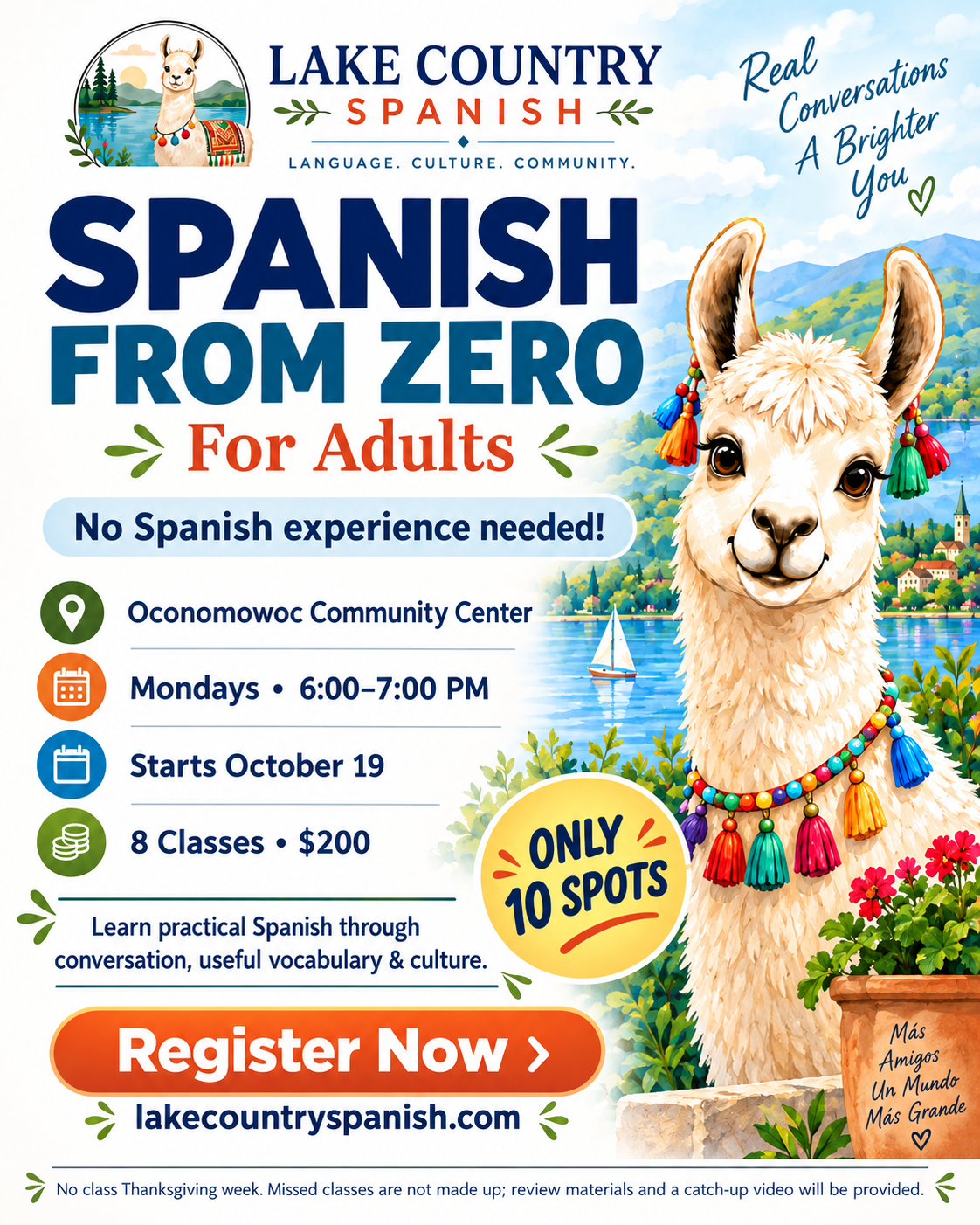 Oconomowoc Community Center / Beginner Spanish for Adults